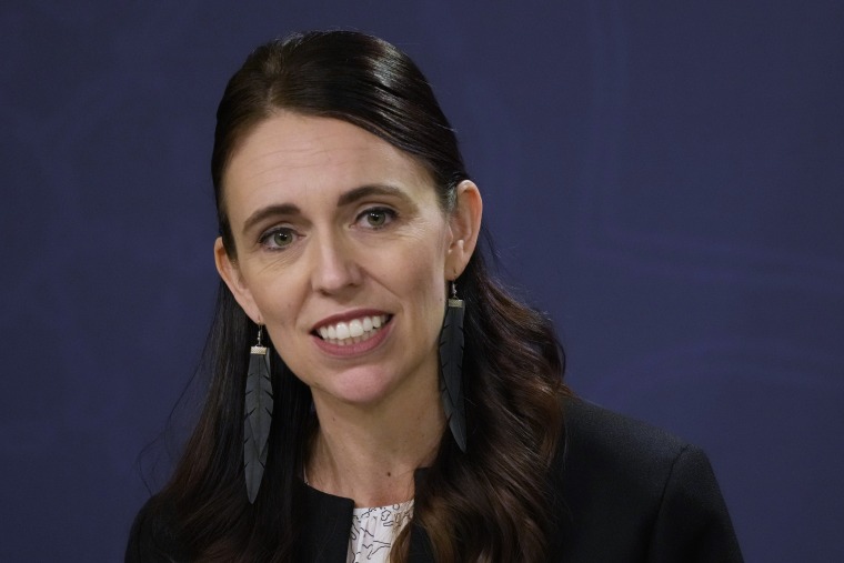 Jacinda Ardern, then the prime minister of New Zealand, speaks at a news conference in July.