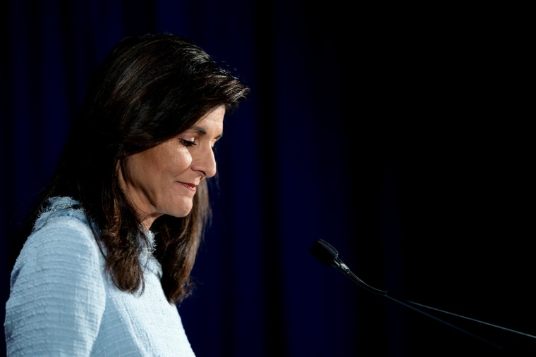 Republican presidential candidate Nikki Haley speaks on abortion at the Susan B. Anthony Pro-Life America's offices in Arlington, Va., on April 25, 2023.