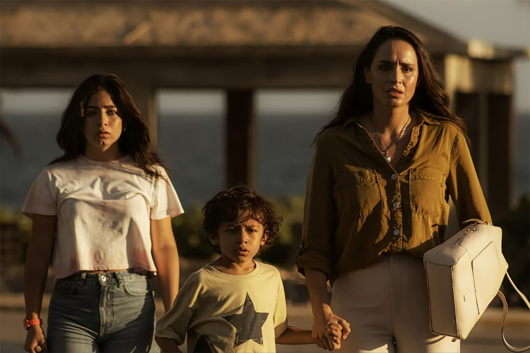 (L-R) Venus Ariel as Audrey, Carlos Solórzano as Tommy and Fernanda Urrejola as Ines in the action film, THE BLACK DEMON, The Avenue release.