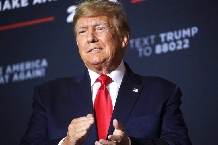 Former President Donald Trump speaks at a campaign rally  on April 27, 2023 in Manchester, New Hampshire. Trump, who is currently dealing with a growing number of legal cases against him, is the Republican frontrunner for the Republican presidential ticket. 