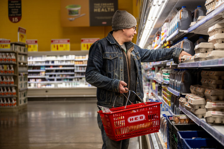 A customer shops at an H-E-B grocery store in Austin, Texas