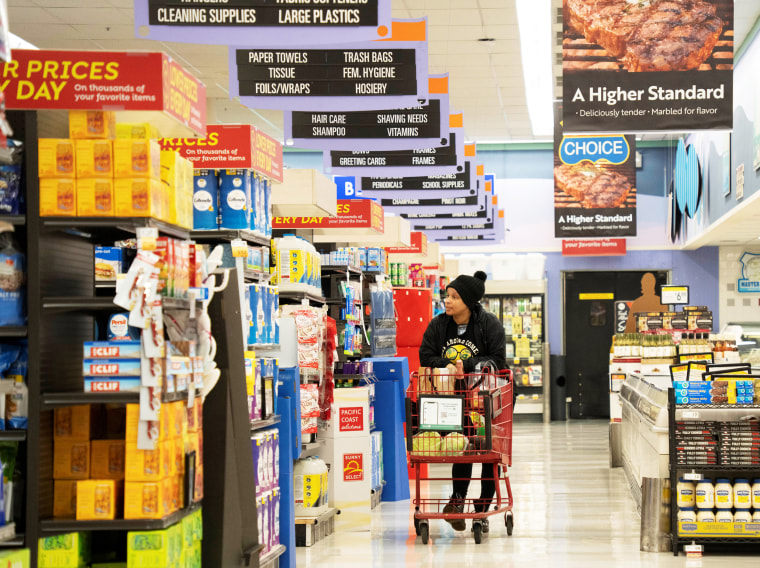 A customer shops at a supermarket in Millbrae, Calif.