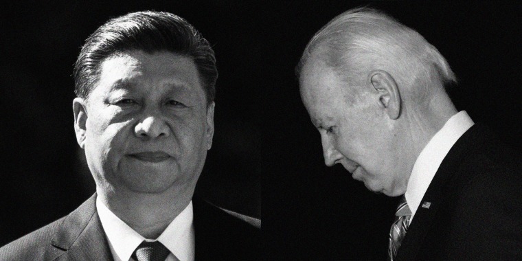 Black and White side by side comp of Xi Jinping and Joe Biden.