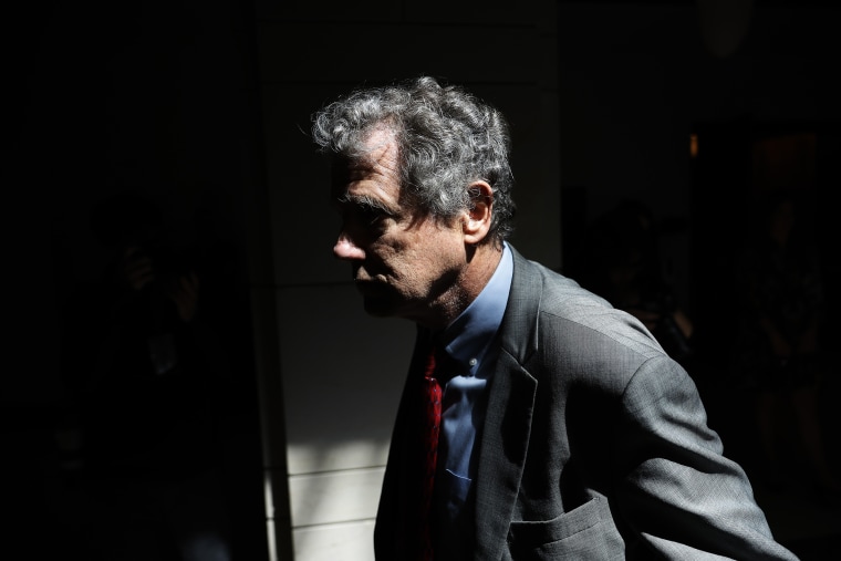 Sen. Sherrod Brown, D-Ohio, arrives for a closed-door briefing by intelligence officials about the Discord leaks in Washington on April 19, 2023.