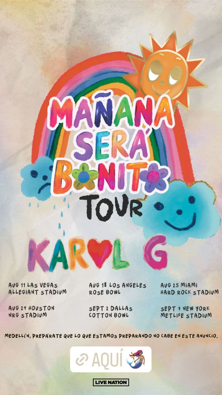 Karol G ¿Dónde serán los conciertos del tour ‘Mañana Será Bonito’