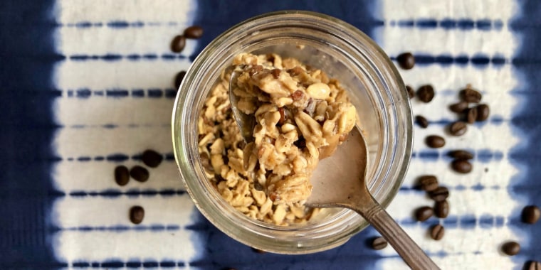 Pair cold brew overnight oats with a side of plain or low-sugar yogurt for a get-up-and-at-'em breakfast.