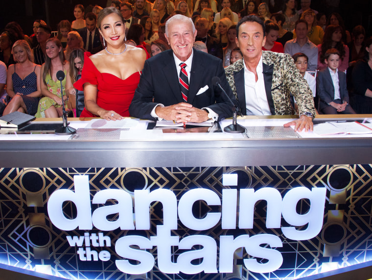 Carrie Ann Inaba, Len Goodman, and Bruno Tonioli in season 28 of "Dancing With the Stars."