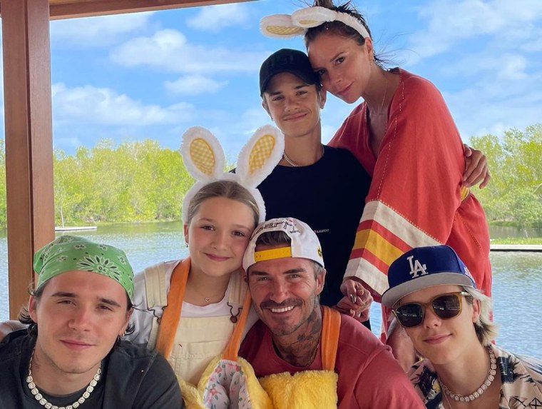 David Beckham and wife Victoria Beckham celebrated Easter with their children, Brooklyn, Cruz, Romeo, and Harper.