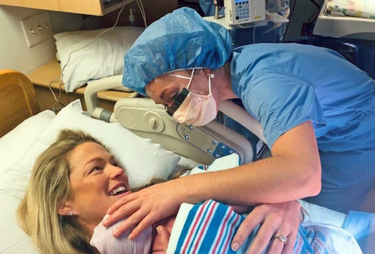 AuBree and Allie LaForce with her newborn baby.