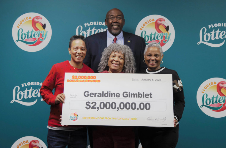 Geraldine Gimblet with lotto check