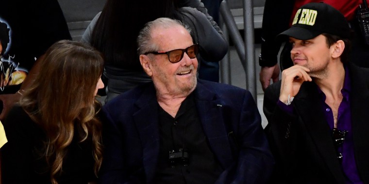 Jack Nicholson smiles during the game between the Memphis Grizzlies  and the Los Angeles Lakers during round One Game Six of the 2023 NBA Playoffs on April 28, 2023 at Crypto.Com Arena in Los Angeles, California.