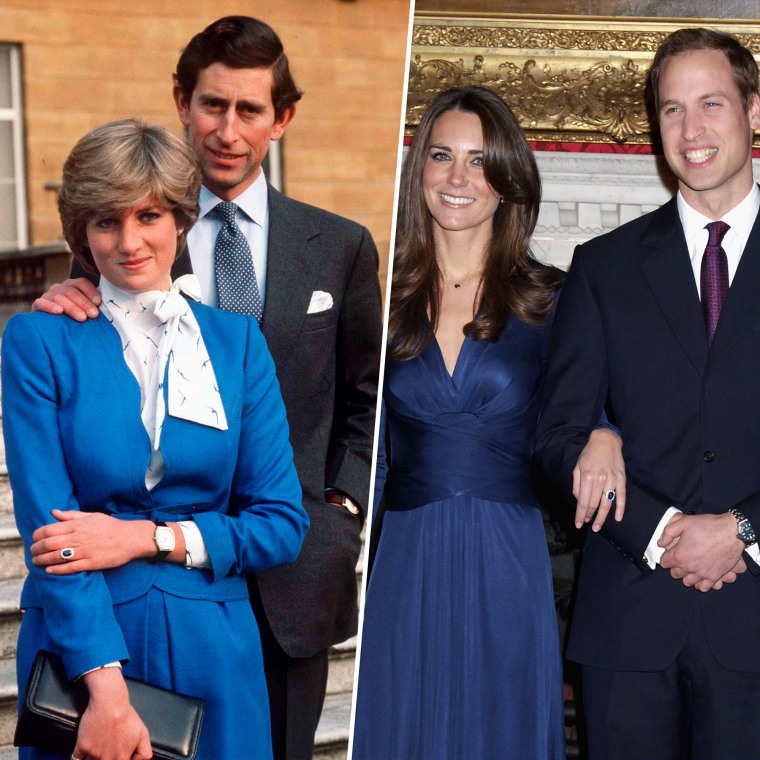 Diana and Charles in 1981 and Kate and William in 2010.