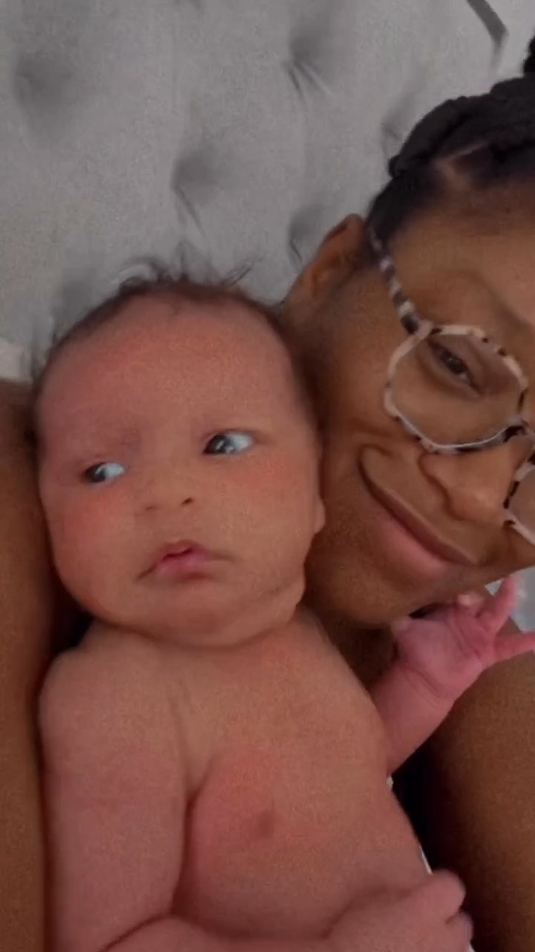 Keke Palmer posing with her infant son, Leodis “Leo” Andrellton Jackson.