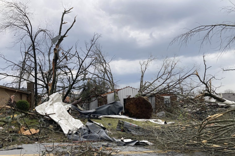 Una casa destruida tras el paso de un tornado en Little Rock, Arkansas, el viernes 31 de marzo de 2023.