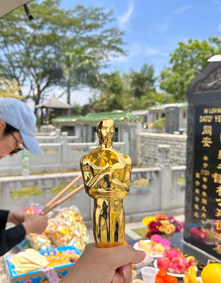 Michelle Yeoh made sure her late father got a visit from her Oscar.