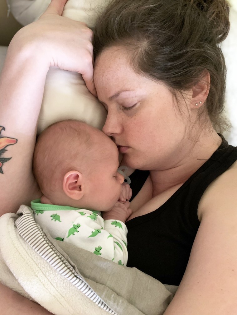 Rossi Elliott-Airy with her baby.