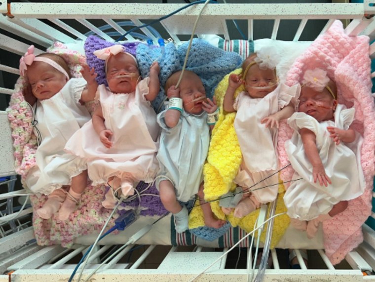 Daughters, Adalyn, Everleigh, Malley, Magnolia, and son Jake were delivered at the University of Mississippi Medical Center on Feb. 16.