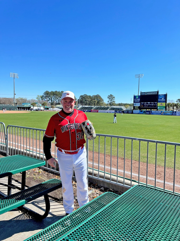 Jim Fullan, 56-year-old baseball player for Montgomery County Community College in Pennsylvania