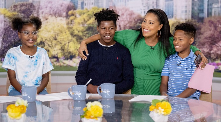 Sheinelle said this was the first time her son, Kayin, 13 (middle), and twins Uche and Clara, 10, had ever been to Studio 1A.