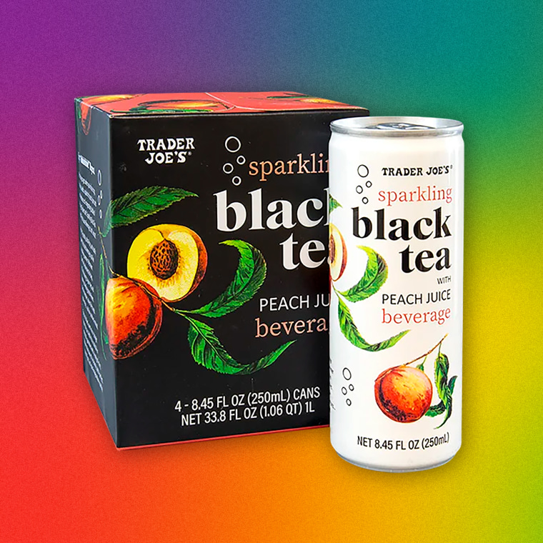 Trader Joe's Sparkling Black Tea with Peach Juice.