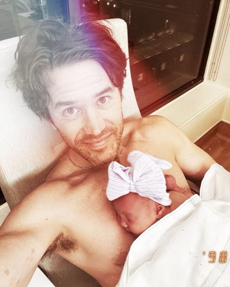 Tom Pelphrey with his newborn daughter, Matilda.