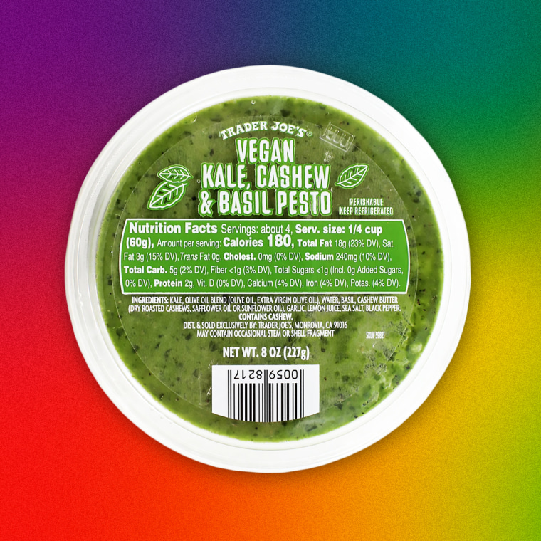Trader Joe's Vegan Kale, Cashew & Basil Pesto.