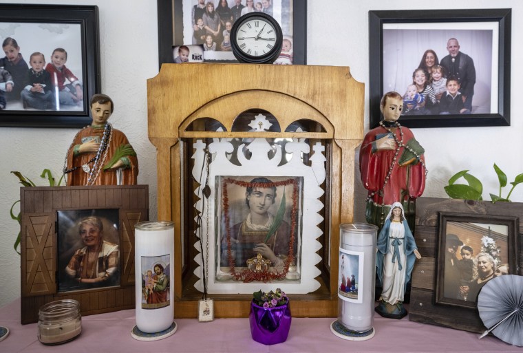 An altar dedicated to San Lorenzo in the home of Barbara Finley in Bernalillo. 