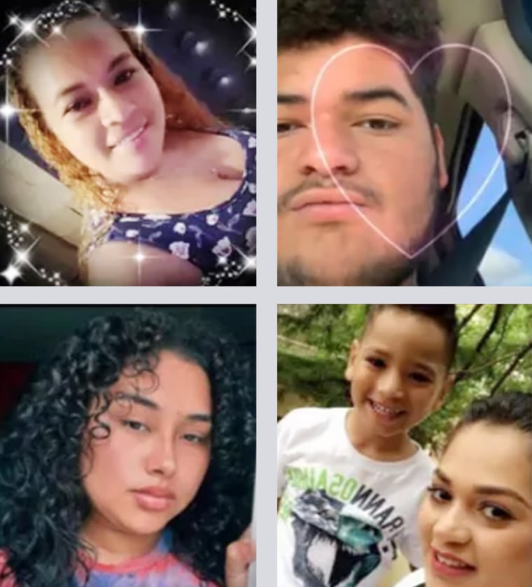 En el sentido de las agujas del reloj desde arriba a la izquierda, Julisa Molina Rivera, 31, Jose Jonathan Casarez, 18, Sonia Argentina Guzman, 25, y su hijo Daniel Enrique Laso, 9, y Diana Velazquez Alvarado, 21 años.