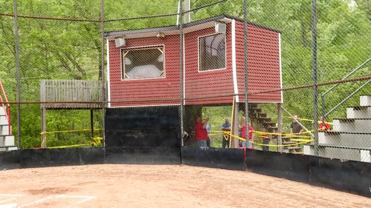 A press box collapsed at softball game in Wayne, W.Va., on April 29, 2023.