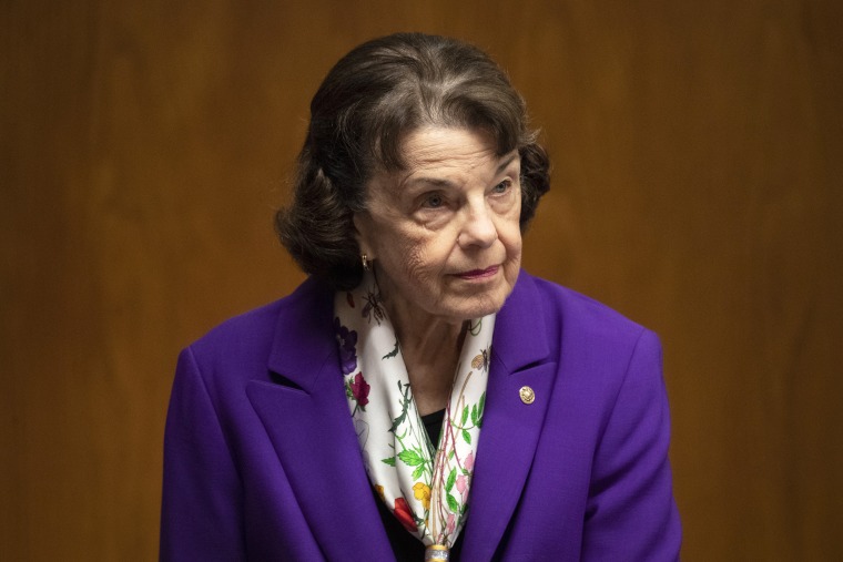 UNITED STATES - June 16: Sen. Dianne Feinstein, D-Calif., arrives for the Senate Appropriations Subcommittee on Interior, Environment and Related Agencies hearing on the FY2022 budget estimates for the Interior Department in Washington on Wednesday, June 16, 2021.