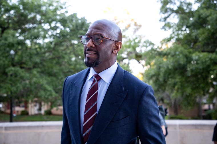 Former Tallahassee Mayor and 2018 Democratic nominee for Florida Governor, Andrew Gillum, arrives at the Federal Courthouse for jury selection for his corruption trial on April 17, 2023.