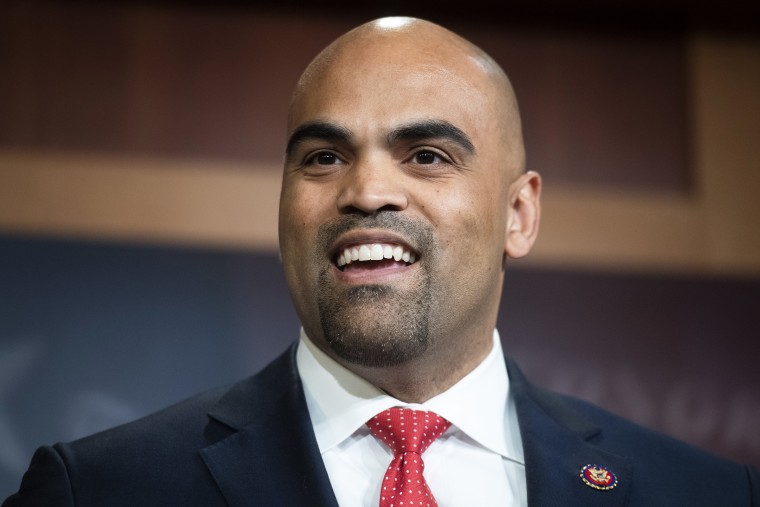 UNITED STATES - DECEMBER 4: Rep. Colin Allred, D-Texas, conducts a news conference introducing legislation that would help offset expenses incurred by new parents in the Capitol on Wednesday, December 4, 2019. The Cassidy-Sinema Parental Leave Plan would allow new parents to receive $5000 from the Child Tax Credit to be used for child rearing expenses.