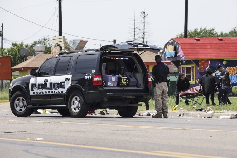 Image: Emergency personnel respond to a fatal collision in Brownsville, Texas, on May 7, 2023. 