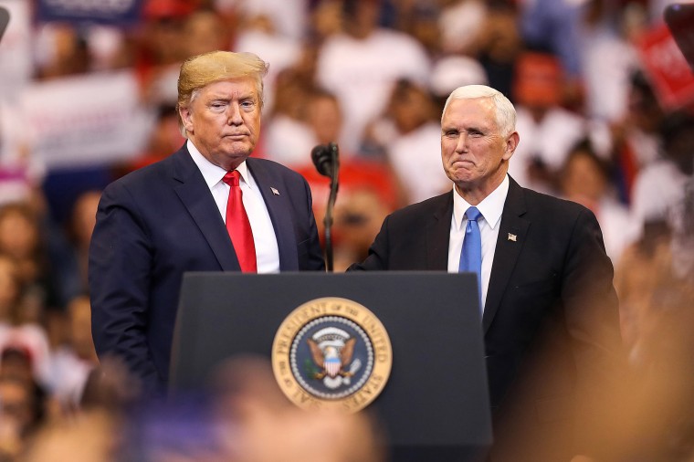 President Donald Trump and Vice President Mike Pence at a rally on Nov. 26, 2019, in Sunrise, Fla.