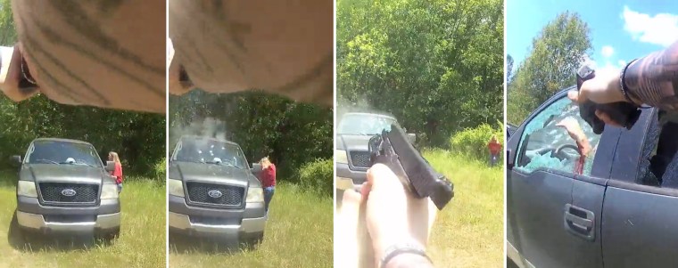 Bodycam video shows Tammy Beason standing beside the truck and talking to her son through the driver's side window and Beason diving backward while yelling in horror as bullets from the sheriff’s deputies hit the vehicle.