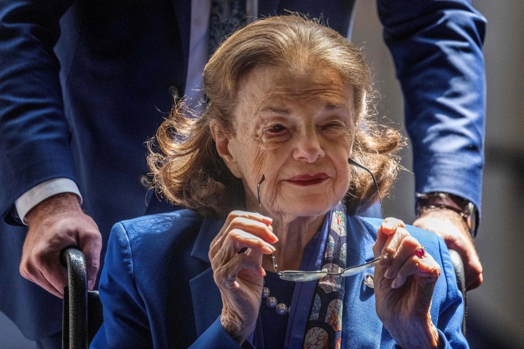 Sen. Dianne Feinstein, D-Calif., arrives for a Senate Judiciary Committee meeting on Capitol Hill on May 11, 2023. 