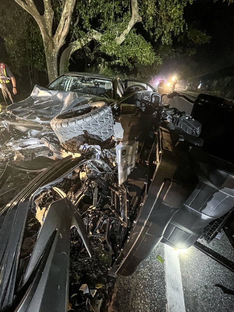 Jamie Lee Komoroski, 25, only briefly hit the brakes before it smashed into the golf cart at around 10 p.m. on Folly Beach, S.C., on April 28, 2023.