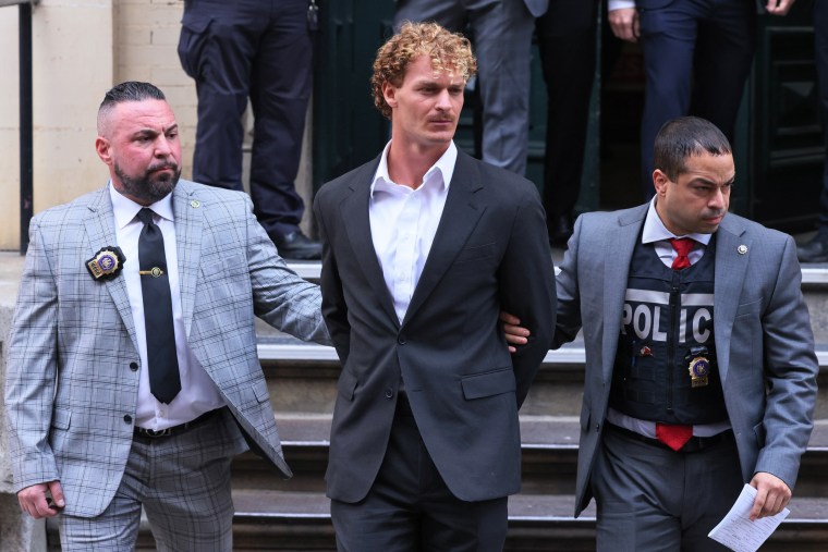 Daniel Penny is transported to his arraignment after surrendering to police at the 5th Precinct on May 12, 2023 in New York.