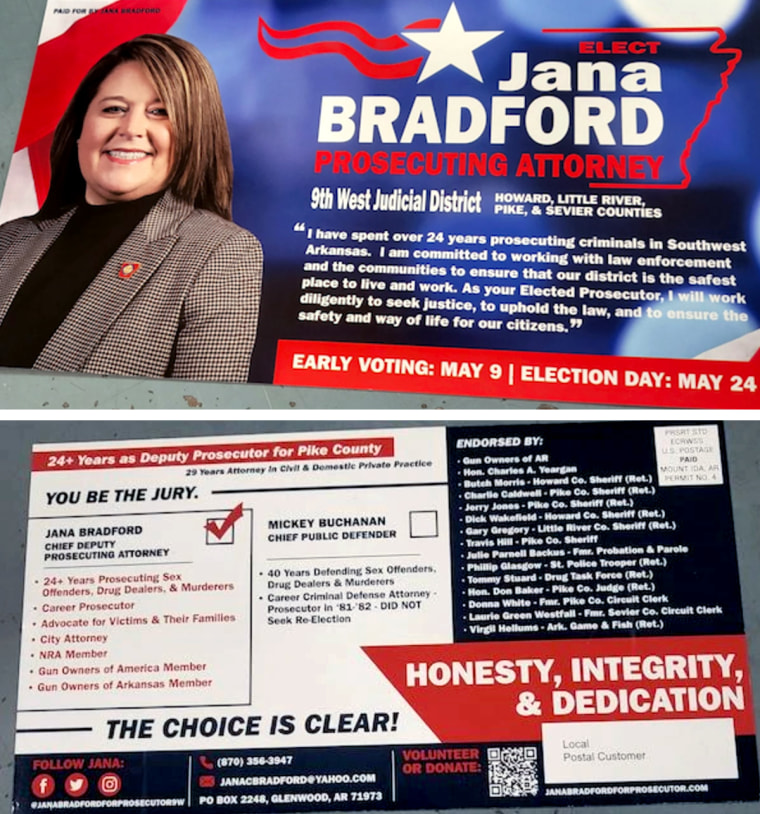 Image: Campaign fliers sent by Jana Bradford while running for re-election.
