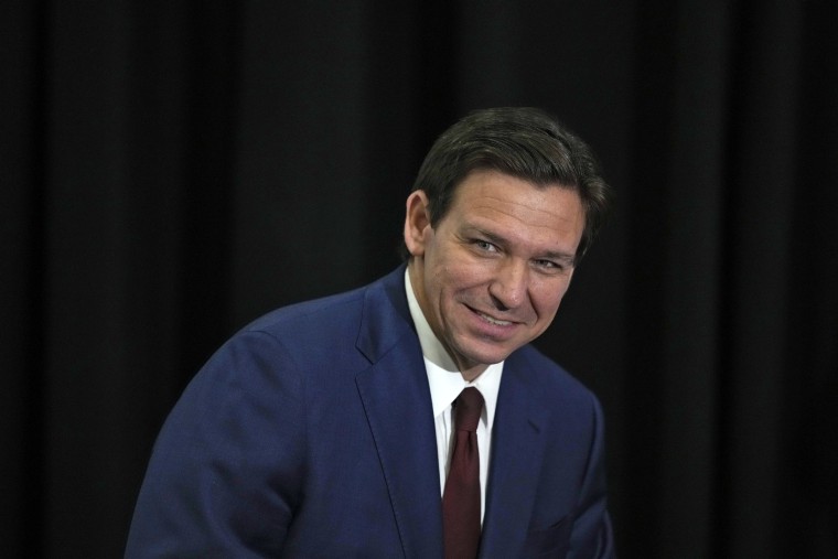 Florida Gov. Ron DeSantis arrives for a press conference in Miami on May 9, 2023.