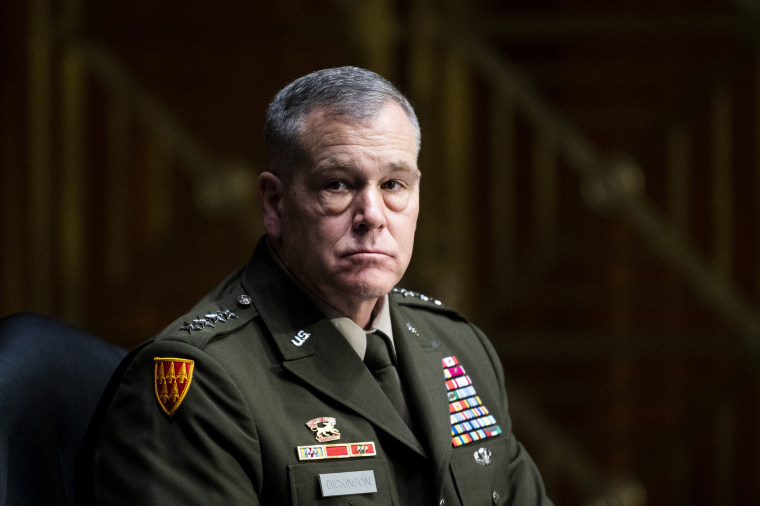 Army Gen. James Dickinson, commander of the Space Command, during a Senate hearing on March 8, 2022.