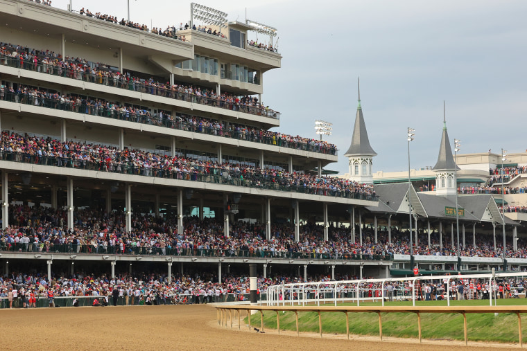 Churchill Downs ahead of the 149th running of the Kentucky Derby on May 6, 2023 in Louisville.