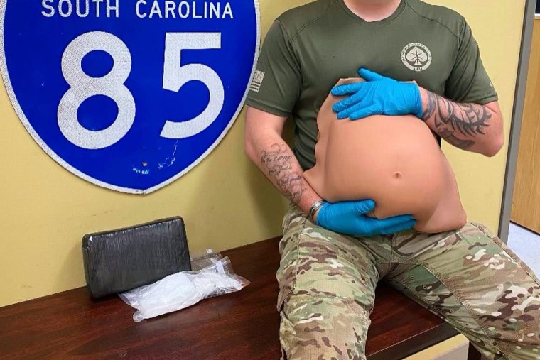 The Anderson County Sheriff's Office released this photo showing the fake belly that was used to allegedly conceal a large amount of cocaine. 