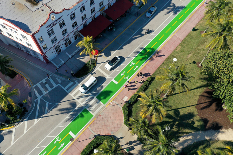 Cars along Ocean Drive January 24, 2022 in Miami Beach. 