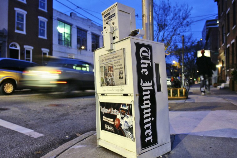 The company was working to restore print operations after a cyber incursion that prevented the printing of the newspaper's Sunday print edition, the Inquirer reported on its website.  (AP Photo/Matt Rourke, File )