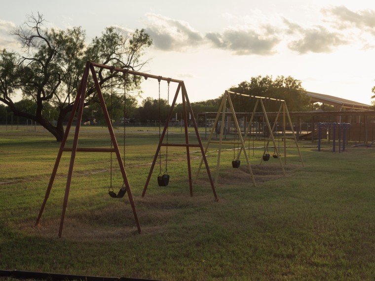 The empty playground at Robb Elementary School on April 25, 2023 in Uvalde, Texas.