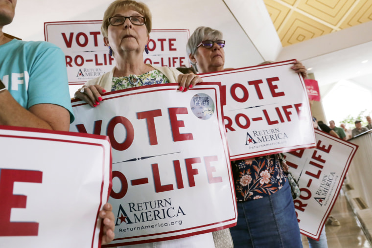 Abortion rights opponents at the Capitol in Raleigh, N.C., on May 16, 2023.