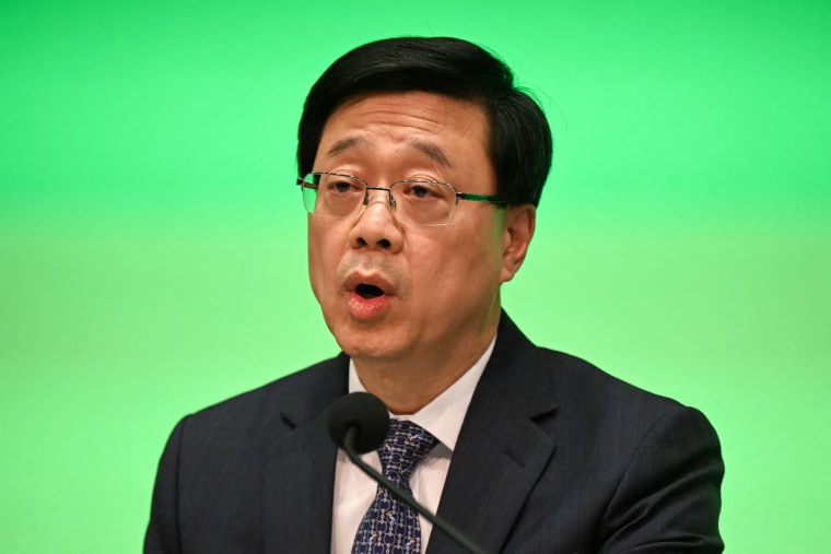 Hong Kong's Chief Executive John Lee at government headquarters on May 2, 2023.