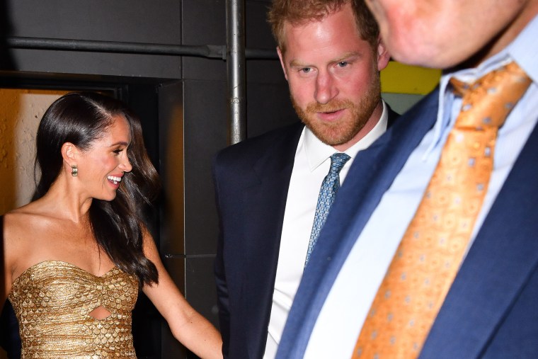 Meghan Markle, Duchess of Sussex, and Prince Harry, Duke of Sussex leave The Ziegfeld Theatre in New York, on May 16, 2023.
