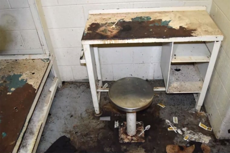 Conditions inside the jail cell where Lashawn Thompson was kept.